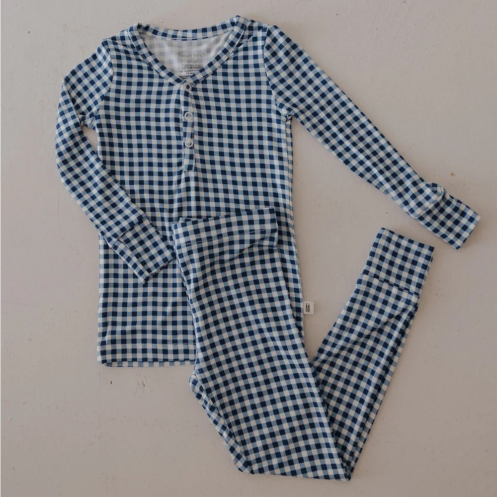 Bamboo Blue Gingham Long Sleeve Pajama Set